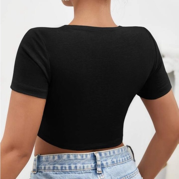 Cross-Front Ribbed Crop Top - Picture 2 of 5